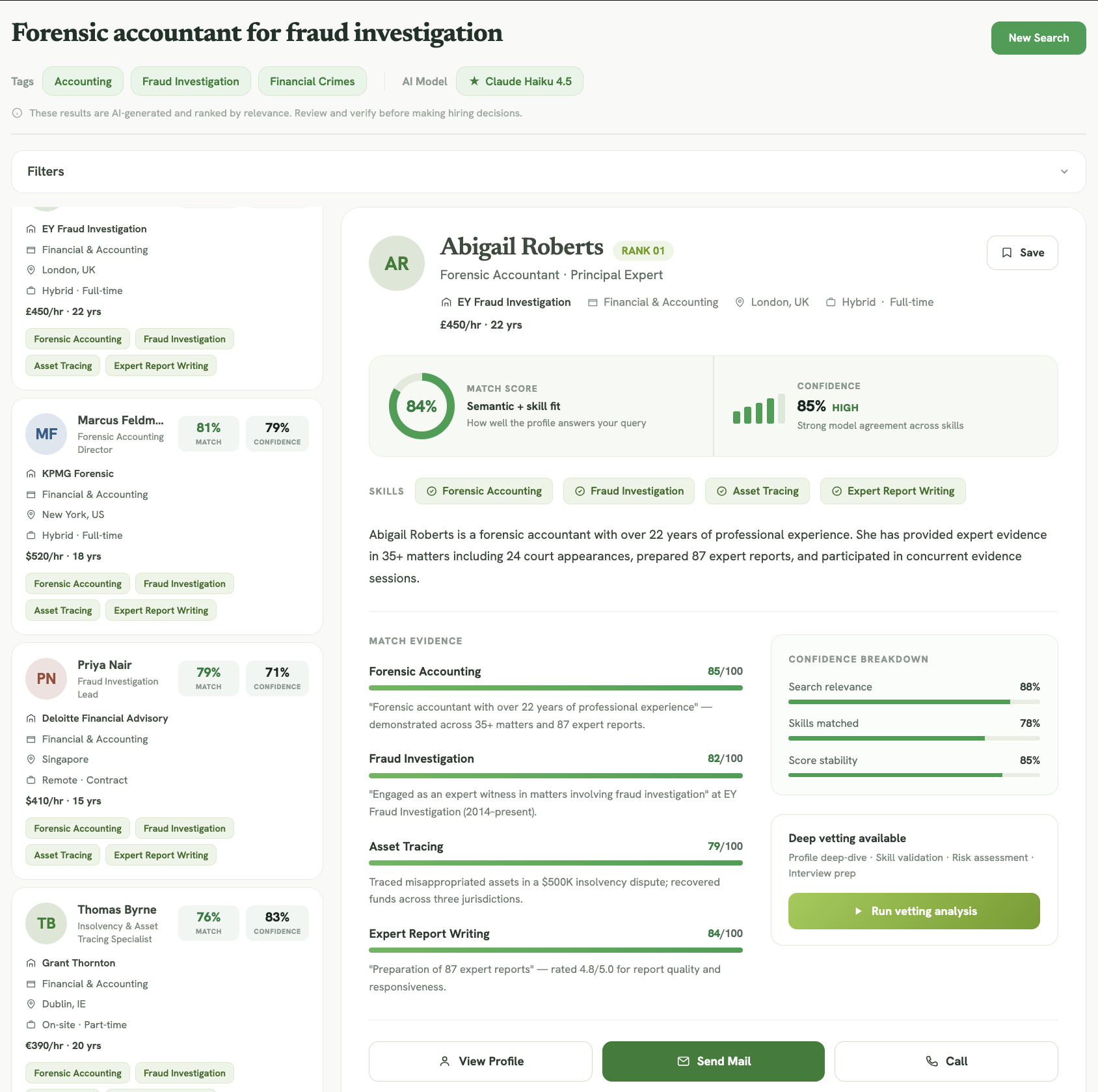 Semantic search results